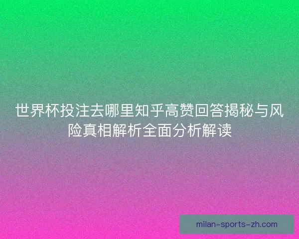 世界杯投注去哪里知乎高赞回答揭秘与风险真相解析全面分析解读